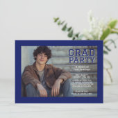 Mod Afstuderen Fotoaankondiging - Zwart Blauw Aankondiging (Staand voorkant)