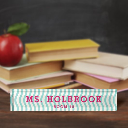 Mod Aqua Geometric Wave Pattern Teacher's Naambordje