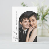 Mod Arch Foto Zwart-wit bruiloft Bedankkaart (Staand voorkant)