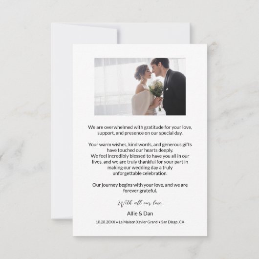 Mod Arch Foto Zwart-wit bruiloft Bedankkaart (Achterkant)