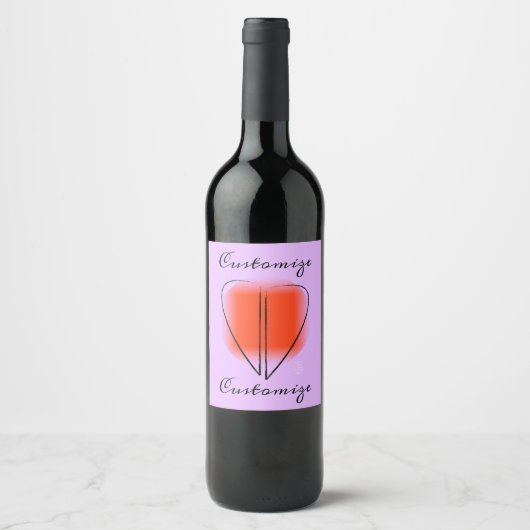 Mod Art Heart Aangepast Wijnlabel Wijn Etiket (Voorkant)