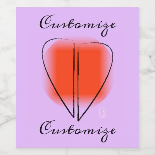 Mod Art Heart Custom Wijnlabel Wijn Etiket (Enkel label)