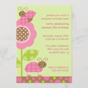 Mod Baby Bugs Birthday Invitation Kaart