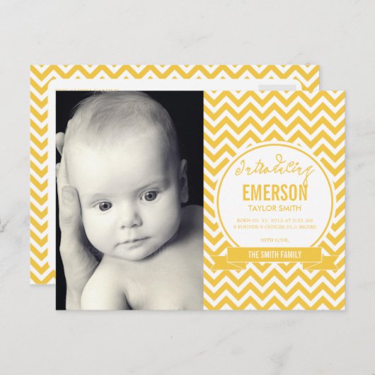 Mod Baby Geboorteaankondiging - Sunshine Aankondigingskaart (Voorkant / Achterkant)