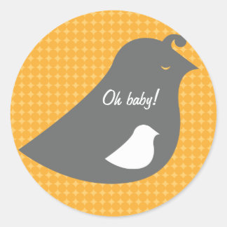 Mod Baby shower Favor Decor - Een kleine Birdie Ronde Sticker