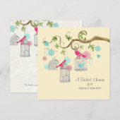 Mod Bird Cage Mason Jar Floral Swirl Tree Branch Kaart (Voorkant / Achterkant)