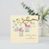 Mod Bird Cage Mason Jar Floral Swirl Tree Branch Kaart (Staand voorkant)