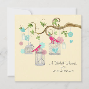 Mod Bird Cage Mason Jar Floral Swirl Tree Branch Kaart