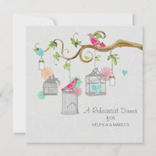 Mod Bird Cage Mason Jar Heart Floral Vrijgezellenf Kaart