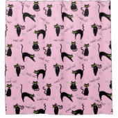 Mod Black Cats Aangepaste zin Douchegordijn (Voorkant)