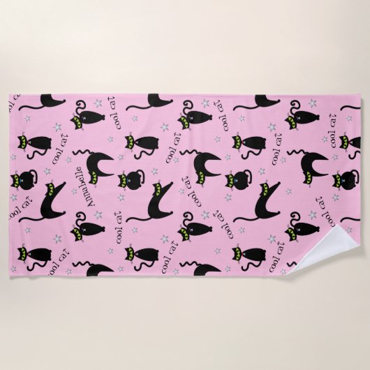 Mod Black Cats Custom Name and Phrase Strandlaken (Voorkant)