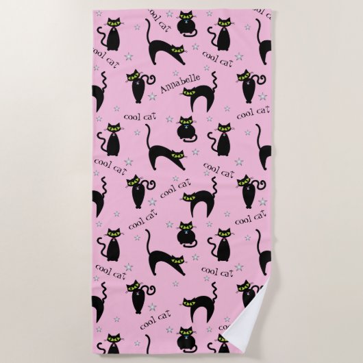 Mod Black Cats Custom Name and Phrase Strandlaken (Voorkant)