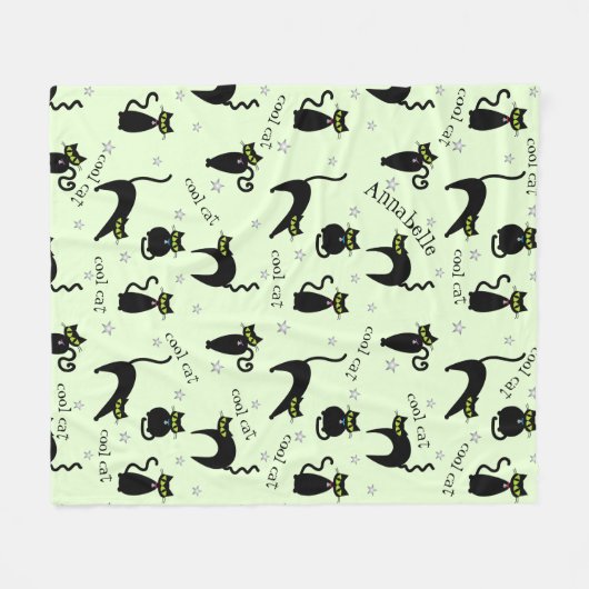 Mod Black Cats Fleece Deken (Voorkant (Horizontaal))