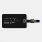 Mod Black Chevron  Floral Monogram en naam Bagagelabel (Achterkant horizontaal)