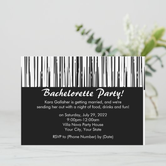 Mod Black en White Bachelorette Party uitnodiginge Kaart (Staand voorkant)