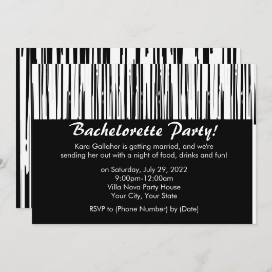 Mod Black en White Bachelorette Party uitnodiginge Kaart (Voorkant / Achterkant)