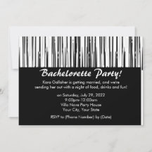 Mod Black en White Bachelorette Party uitnodiginge