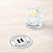 Mod Black en White Custom Monogram Family Ronde Kartonnen Onderzetter (Insitu)