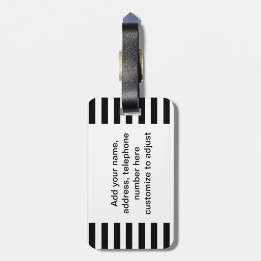 Mod Black en White Stripes Pattern Bagagelabel (Achterkant verticaal)