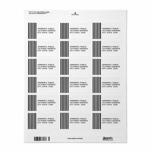 Mod Black en White Stripes Pattern Etiket (Full Sheet)