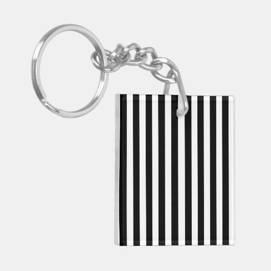 Mod Black en White Stripes Pattern Sleutelhanger (Voorkant Links)