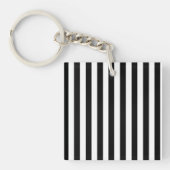 Mod Black en White Stripes Pattern Sleutelhanger (Voorkant)