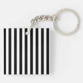 Mod Black en White Stripes Pattern Sleutelhanger (Achterkant)