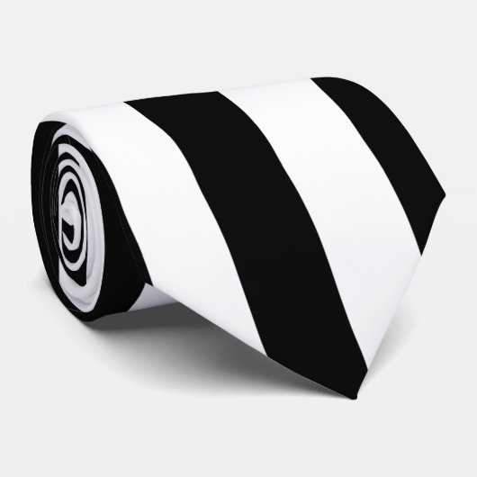 Mod Black en White Stripes Pattern Stropdas (Opgerold)
