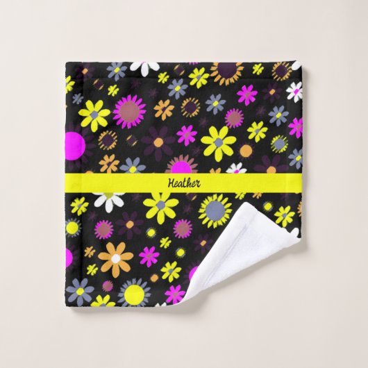 Mod Black Floral Bad Handdoek (Wasdoekje)