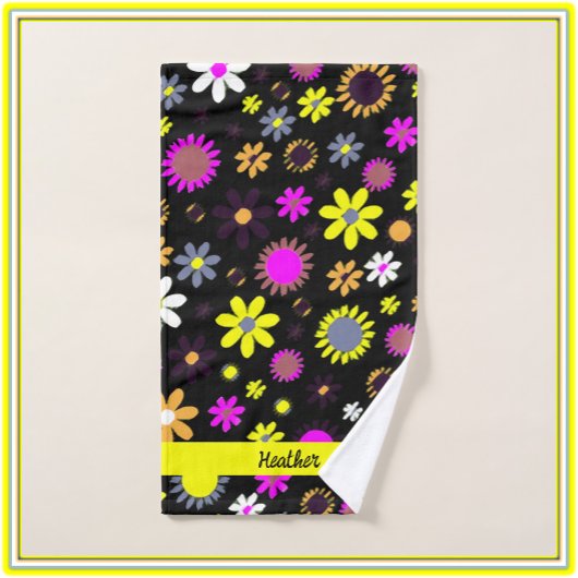 Mod Black Floral Bad Handdoek