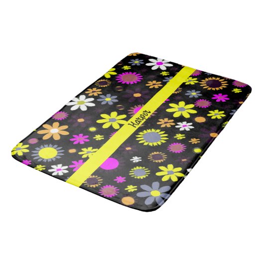 Mod Black Floral Badmat (Gekanteld)