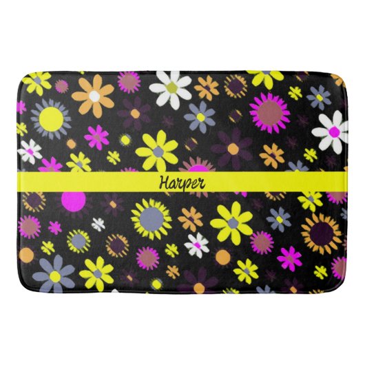 Mod Black Floral Badmat (Voorkant)