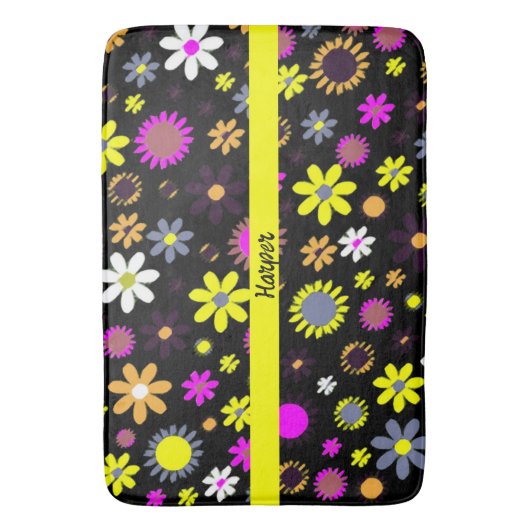 Mod Black Floral Badmat (Voorkant Verticaal)