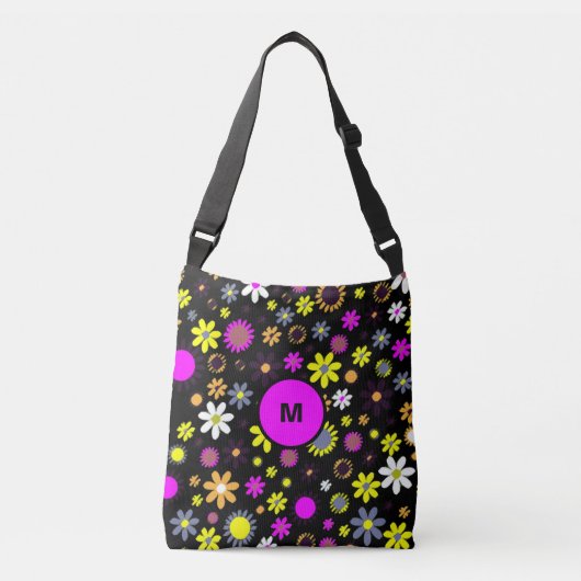 Mod Black Floral Crossbody Tas (Voorkant)