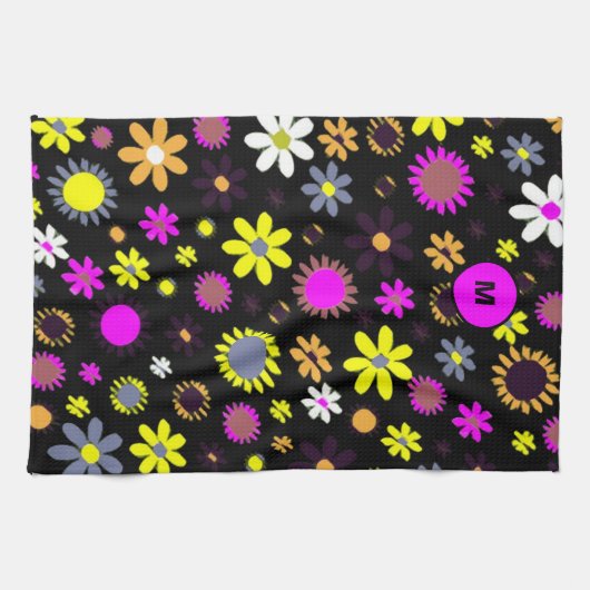 Mod Black Floral Theedoek (Horizontaal)