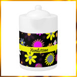 Mod Black Floral Theepot<br><div class="desc">Schitterend zwart vormig ontwerp.</div>