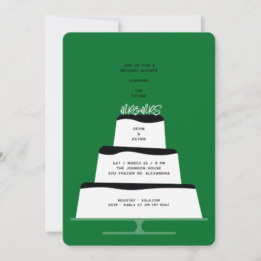 Mod Black Iced Trouwtaart Paar Douche Kaart (Voorkant)