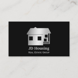 Mod Black Silver Classy Real estate business cards Visitekaartje