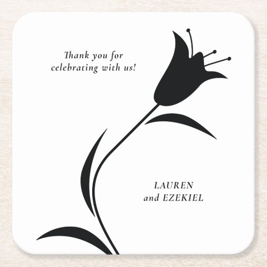 MOD BLACK TULP WEDDING KARTONNEN ONDERZETTERS (Voorkant)