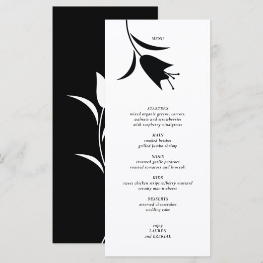 MOD BLACK TULP WEDDING MENU (Voorkant / Achterkant)