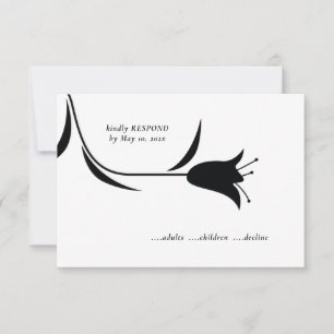 MOD BLACK TULP WEDDING RSVP KAARTJE