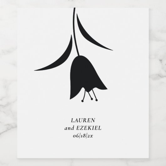 MOD BLACK TULP WEDDING WIJN ETIKET (Enkel label)