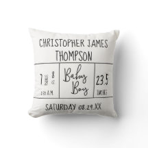 Mod Black White Baby Boy Birth Stat