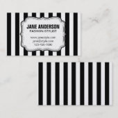 Mod Black White Stripes Pattern MODE STYLIST Visitekaartje (Voorkant / Achterkant)