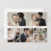 Mod Black White Wedding Photo Grid Heart Dank u Briefkaart (Voorkant / Achterkant)