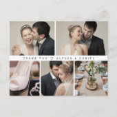 Mod Black White Wedding Photo Grid Heart Dank u Briefkaart (Voorkant)