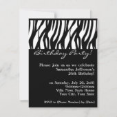 Mod Black Zebra Birthday Party Invitations Kaart (Voorkant)
