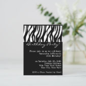 Mod Black Zebra Birthday Party Invitations Kaart (Staand voorkant)