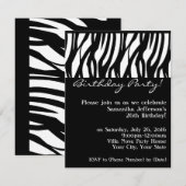 Mod Black Zebra Birthday Party Invitations Kaart (Voorkant / Achterkant)