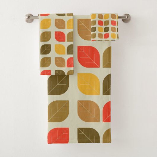 Mod Bladeren Herfst Geometrisch Patroon Bad Handdoek (Insitu)